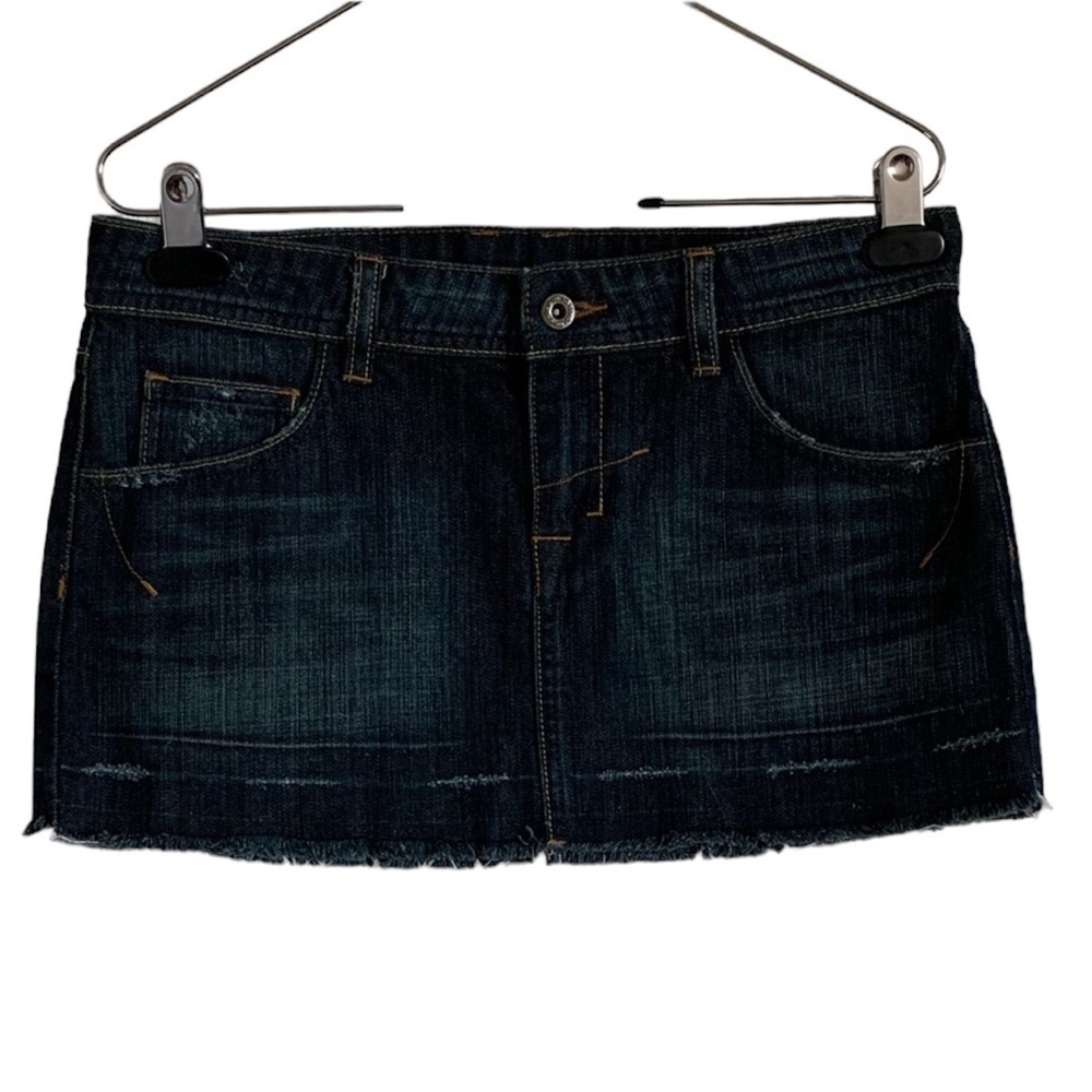 Topshop Women’s Distressed Raw Hem Denim Mini Skir